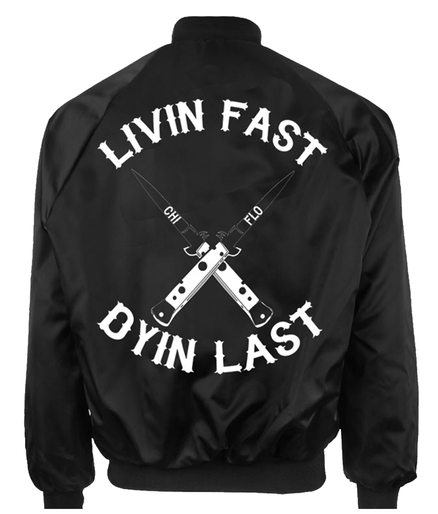 Livin Fast Dyin Last Bomber Jacket - Chi Flo